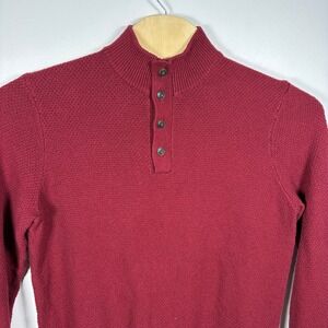 Jos. A. Bank Mens Tailored Fit Mock Neck Button Henley Sweater Burgundy Red M